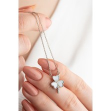 Silvano Jewelry 925 Ayar Gümüş Sedefli Yonca Kolye