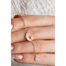 Silvano Jewelry 925 Ayar Gümüş Salaş Ay Yıldız Kolye