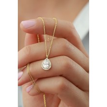 Silvano Jewelry 925 Ayar Gümüş Gold Damla Kolye