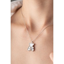 Silvano Jewelry 925 Ayar Gümüş Sedefli Ayıcık Kolye
