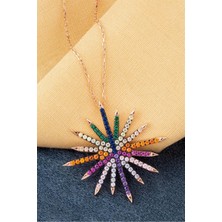 Silvano Jewelry 925 Ayar Gümüş Renkli Kuzey Yıldız Kolye