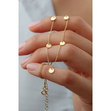 Silvano Jewelry 925 Ayar Gümüş Pullu Kolye Kadın Kullanıcılar İçin Gold Renkli Şık Tasarım