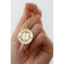 Silvano Jewelry 925 Ayar Gümüş Dört Yonca Isimli Plaka Kolye