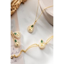 Silvano Jewelry 925 Ayar Gümüş Tuğralı Kolye-Bileklik -Küpe Seti