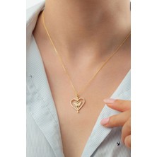 Silvano Jewelry 925 Ayar Gold Kelebekli Kalp Gümüş Kolye
