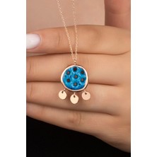 Silvano Jewelry 925 Ayar Gümüş Rose Süryani Gözü Yuvarlak Kolye