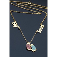 Silvano Jewelry 925 Ayar Gümüş Iki Isimli Ayak Izi Kolye