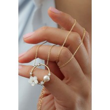 Silvano Jewelry 925 Ayar Gümüş Sedefli Gül Kolye
