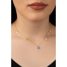Silvano Jewelry 925 Ayar Gümüş Gold Mineli Şans Kolye