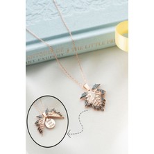 Silvano Jewelry 925 Ayar Gümüş Açılan Isimli Çınar Yaprağı Kolye