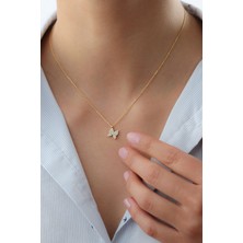 Silvano Jewelry 925 Ayar Gold Zirkon Taşlı Kelebek Gümüş Kolye