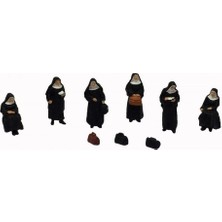 Preiser 10402 1/87 Ölçek, Rahibeler, Boyanmış Plastik Figürleri, 6 Adet