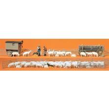 Preiser 13003 1/87 Ölçek, Koyun Çiftliği, Boyanmış Plastik Figürleri, 60 Adet