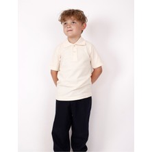 Fatella Unısex Çocuk Kısa Kol Normal Kalıp Comfort Polo Yaka Düz Renk Okul Penye Lakost T-Shırt