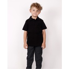 Fatella Unısex Çocuk Kısa Kol Normal Kalıp Comfort Polo Yaka Düz Renk Okul Penye Lakost T-Shırt