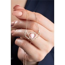 Silvano Jewelry 925 Ayar Gümüş Rose Kanatlı Kalp Kolye