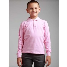 Fatella Yetişkin Uzun Kol Düz Renk Basıc Polo Yaka Lise Okul Lakost T-Shırt