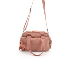 Sanmorris Unisex Krinkıl Kumaş Pembe Renkli Omuz ve Çapraz Askılı Çanta