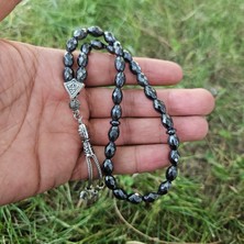 Hematit Doğal Taş Tesbih Arpa Kesim, 33'lük Doğal Taş Tesbih 33'lük Arpa Kesim