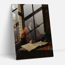 Painted Anarchy Man And Woman At Table Glass Decoration - Johannes Vermeer, Home Decoration, Wall Decoration, Glass Art, 30X45