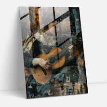 Painted Anarchy Johannes Vermeer Glass Art - Woman Playing Music - Johannes Vermeer, Modern Art, Glass Art, Johannes Vermeer, 30X45