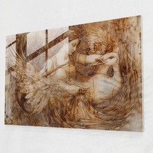 Painted Anarchy Leonardo Da Vinci Glass Print - Leda And The Swan - Leonardo Da Vinci, Home Decoration, Wall Decoration, Modern Art, 45X30