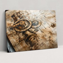 Painted Anarchy Mechanical Gears Leonardo Da Vinci Canvas Print - Leonardo Da Vinci, Wall Art, Canvas Print, Canvas, 50X30