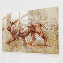 Painted Anarchy Leonardo Da Vinci Lion Glass Wall Art - Leonardo Da Vinci, Wildlife Art, Modern Art, Leonardo Da Vinci, 45X30