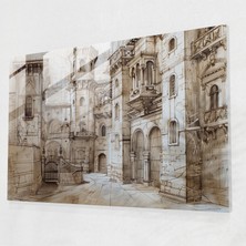 Painted Anarchy Leonardo Da Vinci Modern Art - Architectural Sketches - Leonardo Da Vinci, Wall Decoration, Leonardo Da Vinci, Glass Print, 45X30