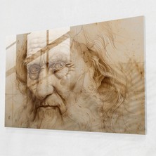 Painted Anarchy Leonardo Da Vinci Glass Print - Self-Portrait Study - Leonardo Da Vinci, Glass Print, Wall Decoration, Glass Art, 45X30