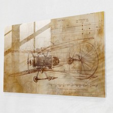 Painted Anarchy Leonardo Da Vinci Glass Art - Leonardo Da Vinci, Leonardo Da Vinci, Flying Machine Blueprint, Glass Print, 45X30