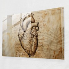 Painted Anarchy Leonardo Da Vinci Heart Glass Print - Leonardo Da Vinci, Leonardo Da Vinci, Modern Art, Glass Art, 45X30