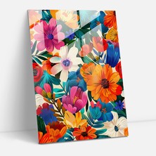 Painted Anarchy Frida Kahlo Style Glass Wall Art - Frida Kahlo Eserleri, Glass Wall Art, Vibrant, Floral Patterns, 30X45