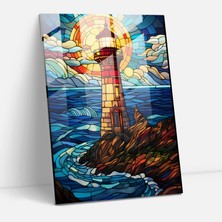 Painted Anarchy Stained Glass Lighthouse Glass Print - Lighthouse, Glass Art, Wall Decoration, Lighthouse, 30X45