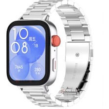Sneezy Huawei Watch Fit 3 Ile Uyumlu Ironweft Paslanmaz Döküm Çelik Metal Kordon - Dayanıklı ve Şık
