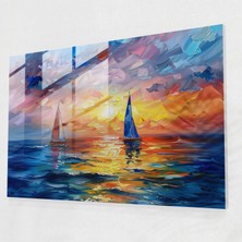 Painted Anarchy Leonid Afremov Glass Print - Dreamy Seascape With Sailboats - Leonid Afremov, Home Decoration, Glass Print, Glass Art, 45X30