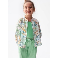 NK Kız Çocuk Pamuklu Keten Desenli Gömlek