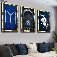 Zevahir Mobilya Dekorasyon Kayı Boyu Gold Pleksili Mdf Tablo