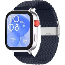 Sneezy Huawei Watch Fit 3 Ile Uyumlu Metal Klips Solo Fiberlink Örgü Kordon