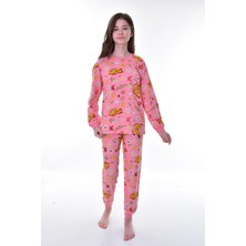 Bunny Hopp  Pamuk Süprem Penye Kumaş Sağlığa Duyarlı Uzun Kollu Çiçek Desenli Kız Çocuk Pijama Takımı