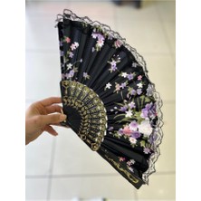 Dantelli Plastik Otantik Kadın Yelpazesi