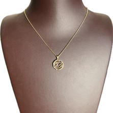 Ashak Accessories Kadın Yengeç Burcu 925 Ayar Gümüş Zincirli Swarovski Taşlı Cancer Zodiac Sign Model Light Altın Kaplama Burç Kolye