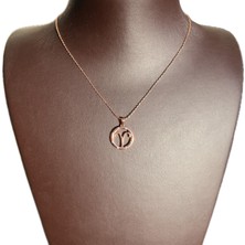 Ashak Accessories Kadın Koç Burcu 925 Ayar Gümüş Zincirli Swarovski Taşlı Aries Zodiac Sign Model Rose Kaplama Burç Kolye