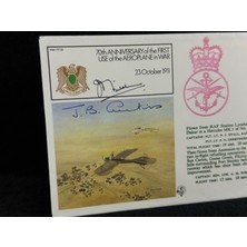 Savaş Uçak Temalı Ingiltere S. Jersey Özel Gün Damgalı Ilk Gün Zarfı Fdc Raf Royal Air Force Islak Imzalı Limited