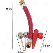 Optana 5 Parça Bisiklet Lastiği Şişirme Pompa Hortumu Top Şişirme Iğnesi Ucu Seti Bisiklet ve Pompa Iğnesi
