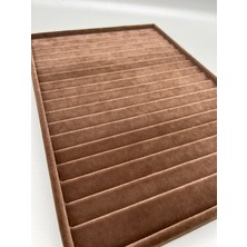 Megass Dekor Yerli Üretim Madrid Model Süet Kumaş Kahve Renk 34/24 cm Kademeli Çekmece Ici Bileklik-Kolye Standı