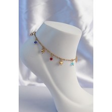 Clariss 316L Çelik Gold Renk Minimal Kalp Model Renkli Zirkon Taşlı Halhal - EBJ270706W25167