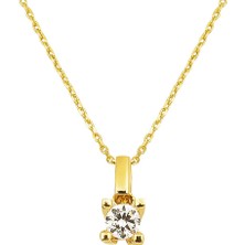 Bilezikci Tek Taşlı Sarı Altın 14 Ayar Kolye