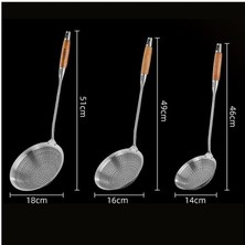 Mysterious1 Paslanmaz Çelik Skimmer, Isıya Dayanıklı Ahşap Saplı Servis Kaşığı, Mutfak Için Ağır Hizmet Tipi Pişirme Süzgeci Kaşığ (Yurt Dışından)