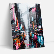 Painted Anarchy Ashvin Harrison Cam Duvar Sanatı - Neon Vurgulu Fütüristik Şehir Manzaraları - 30X45